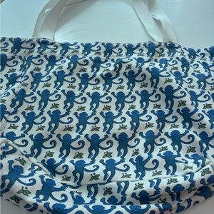 Roller Rabbit blue monkey tote bag